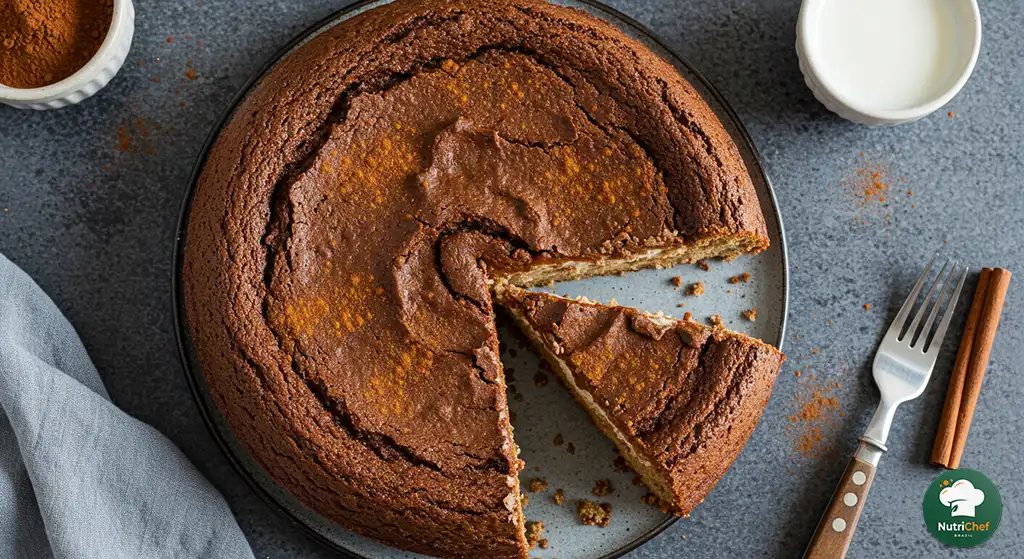 Um bolo leve, saboroso e nutritivo, armazenado em um pote hermético para preservar sua qualidade por até três dias fora da geladeira ou sete dias refrigerado. Pequenas porções sugerem opções de congelamento para até três meses.