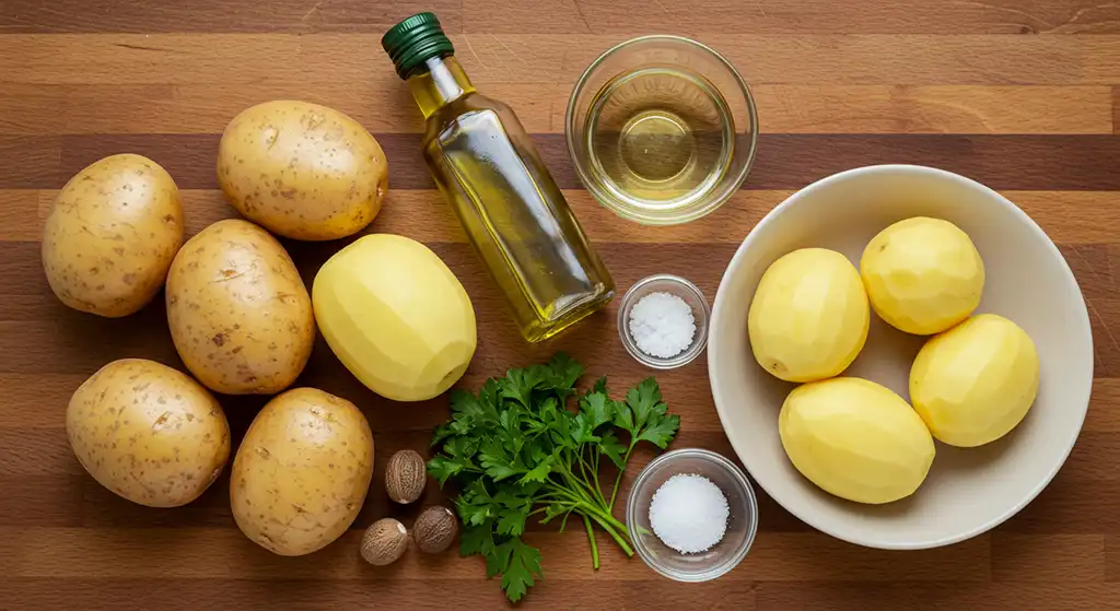 ingredientes do purê de batata sem leite na mesa