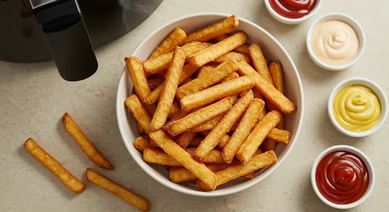 batata pré frita crocante e dourada servida em prato moderno