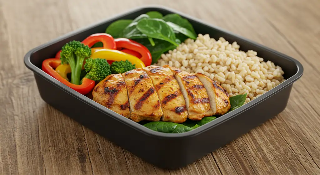 - Como fazer marmitas fit com arroz integral, frango grelhado e legumes coloridos