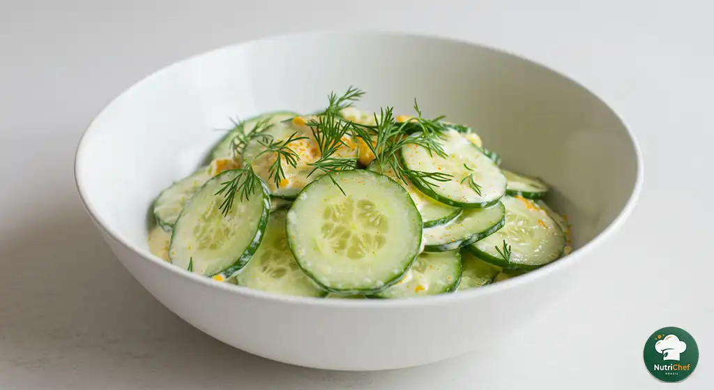 Como fazer salada de pepino probiótica com kefir e cúrcuma