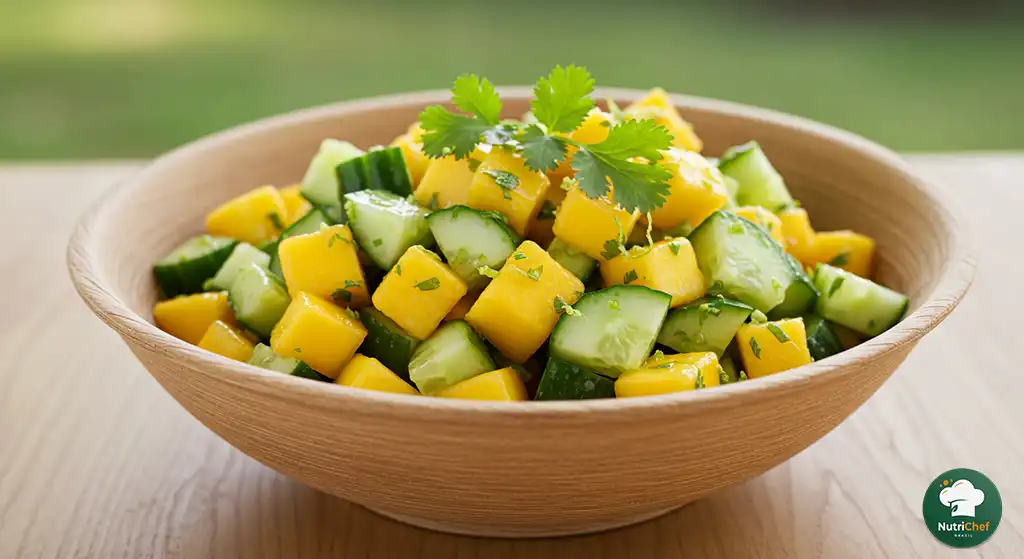 Como fazer salada de pepino tropical com manga e limão antioxidante