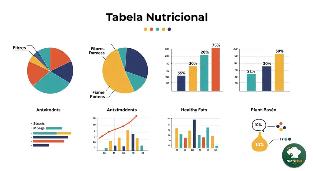 Gráfico nutricional com destaque em fibras, antioxidantes e gorduras boas
