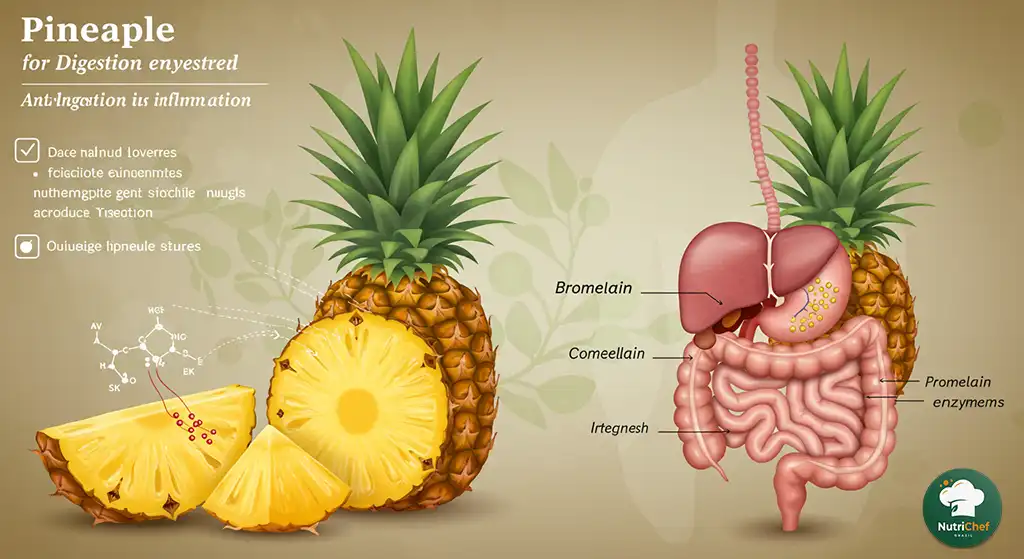 Ilustração dos benefícios terapêuticos do abacaxi