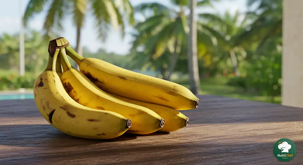 Imagem da fruta com a letra B - Banana com fundo natural