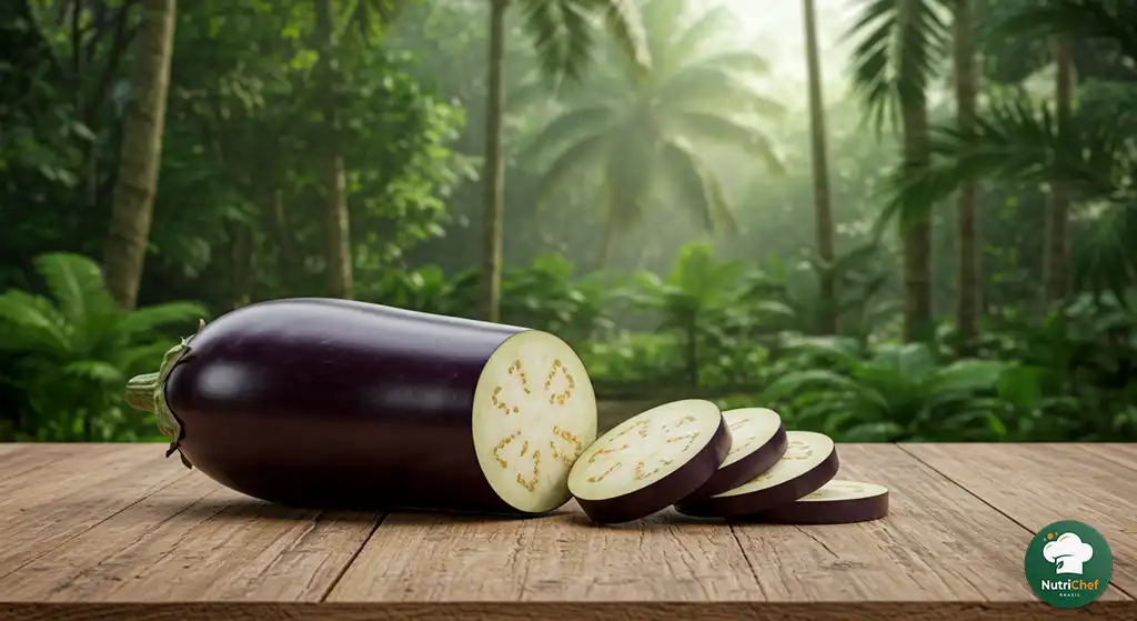 frutas com a Letra B: Imagem da fruta Beringela com fundo natural
