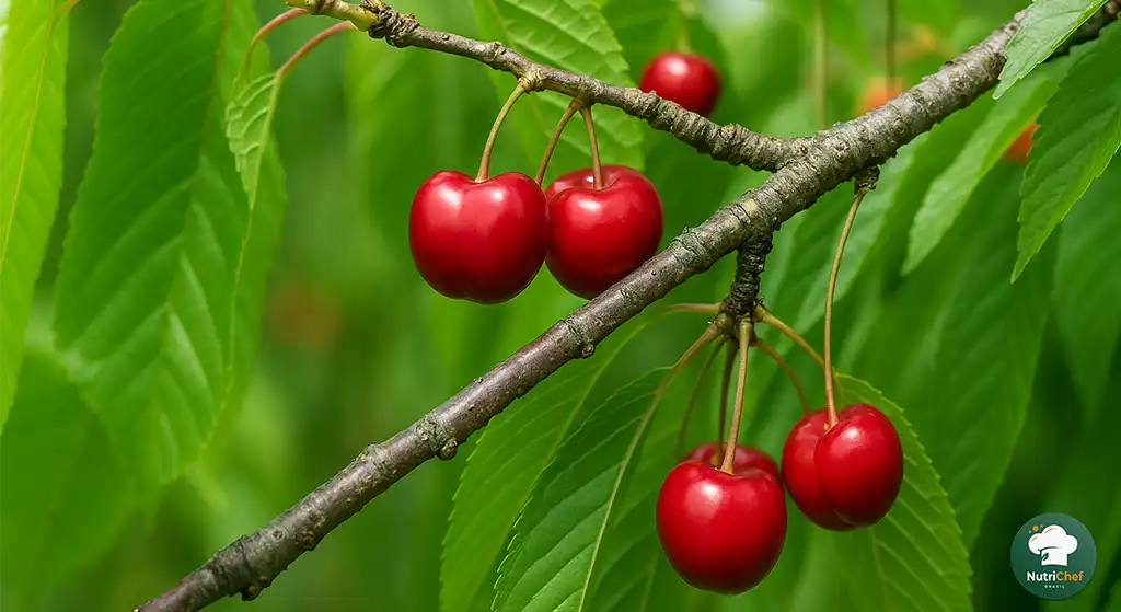Cereja entre as frutas com a letra C - imagem ilustrativa para artigo nutricional