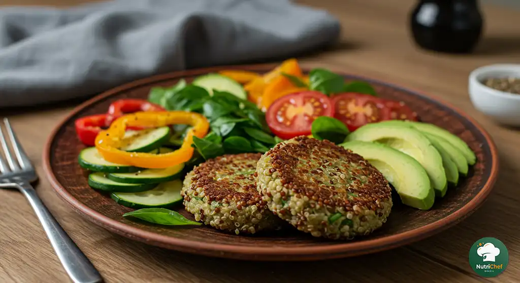Prato com receitas saudáveis fáceis, ricas em vegetais e nutrientes