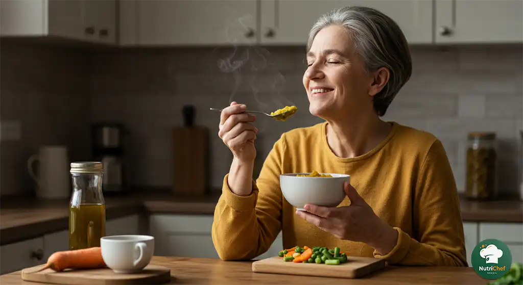 dieta para gastrite: ingredientes crus e cozidos como mandioquinha, abobrinha, cúrcuma e azeite